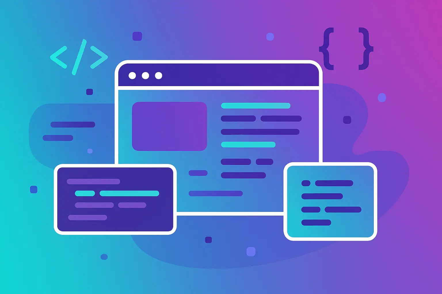 Illustration of a front-end developer working on UI